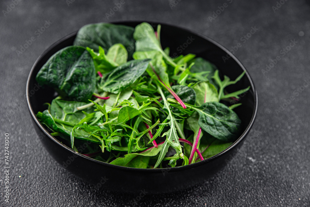 salad mix leaves micro green, juicy snack healthy eating cooking meal food on the table copy space food background rustic top view salad mix leaves micro green, juicy snack healthy eating cooking meal food on the table copy space food background rustic top view