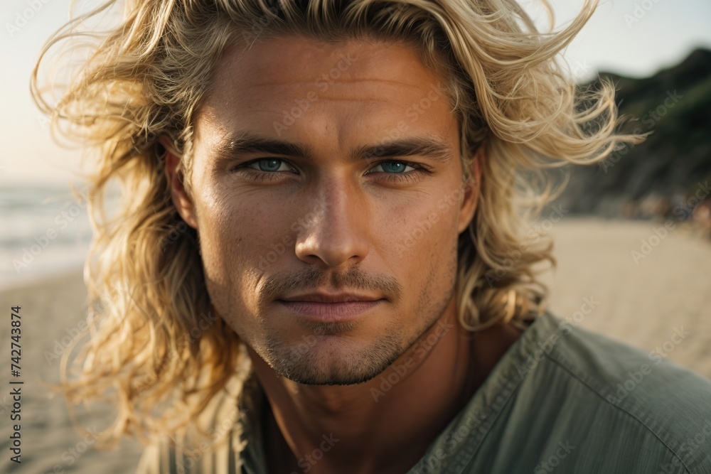 blond surfer man in the beach blond surfer man in the beach