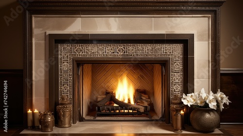 traditional tile fireplace