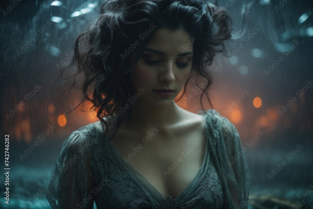 Fototapeta premium hauntingly eerie tableau the scene showcases