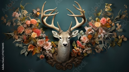 garden antlers and flowers photo
