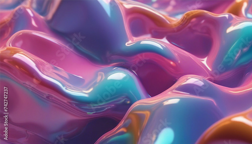 Abstract shapes, holographic, fluid and liquid colors, trendy gradients, 3d render