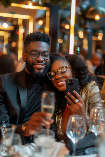 Stylish Black Couple Enjoying Luxury Dining Experience