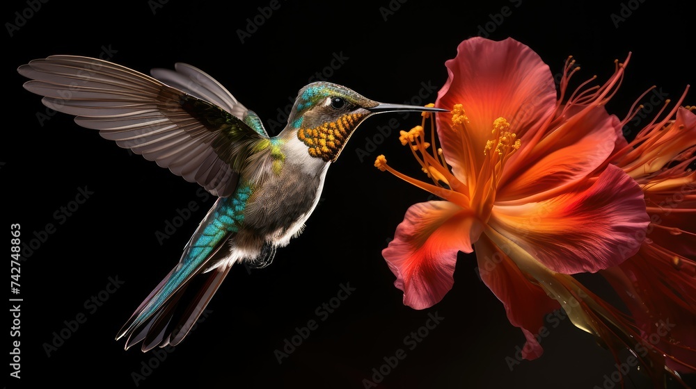 Obraz premium wildlife hummingbird and flower