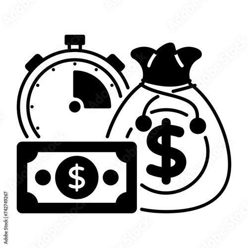 Nonmonetary asset profit vector design, self improvement at workplace Symbol, business motivation Sign goal-directed behavior illustration, high monetary reward for time sensitive project task concept photo