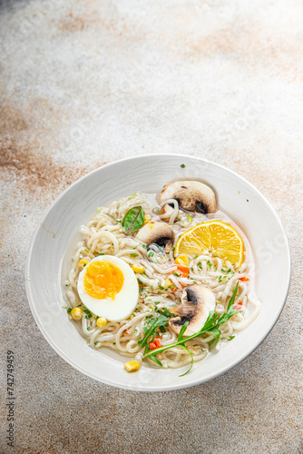 ramen soup asian tasty fresh eating cooking meal food snack on the table copy space food background rustic top view