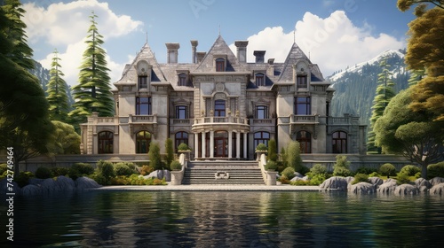 waterfrt mansion on lake © PikePicture
