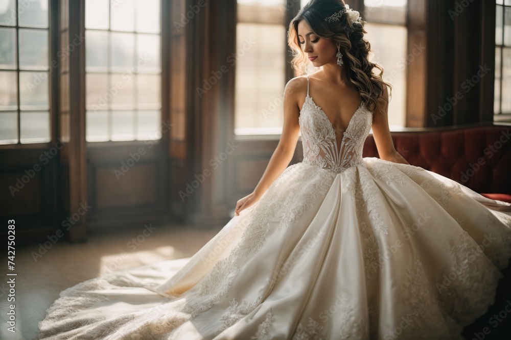 Fototapeta premium woman using a wedding dress