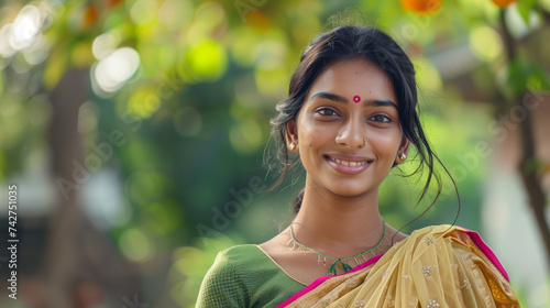 smiling beautiful india womanlooking to camera. portrait of a woman photo