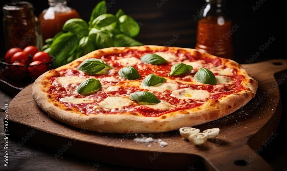 Pizza on Wooden Cutting Board Pizza on Wooden Cutting Board