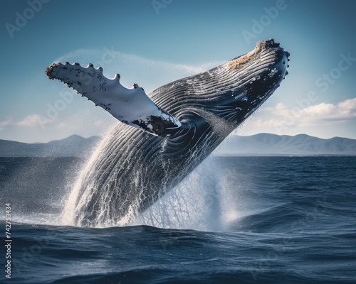 Majestic Humpback Whale Leaping From the Water © uhdenis