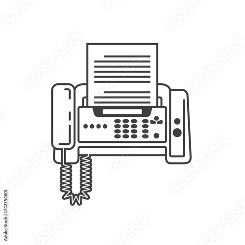 illustration of fax or telecopier, vector art.