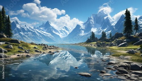 A breathtaking mountain range under a clear blue sky