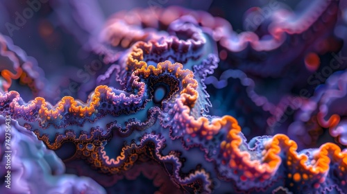 Vivid fractal patterns simulate coral growth, creating a mesmerizing underwater fantasy scene. © AshrofS