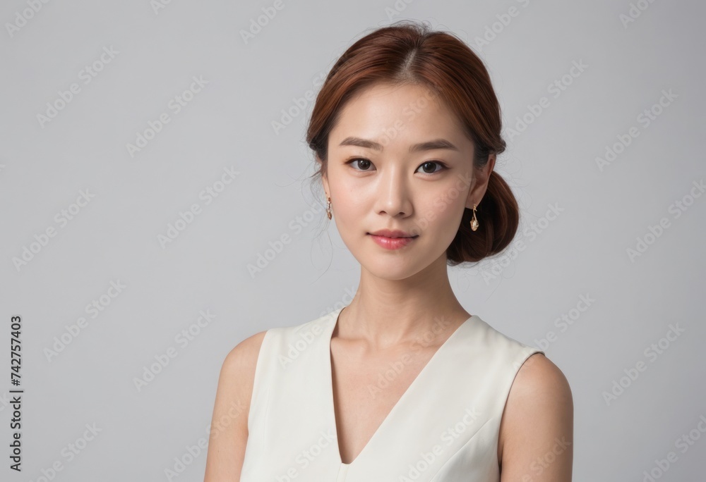 A woman in a sophisticated white sleeveless dress stands with grace, her poised demeanor and elegant style speaking of refinement and simplicity. A woman in a sophisticated white sleeveless dress stands with grace, her poised demeanor and elegant style speaking of refinement and simplicity.