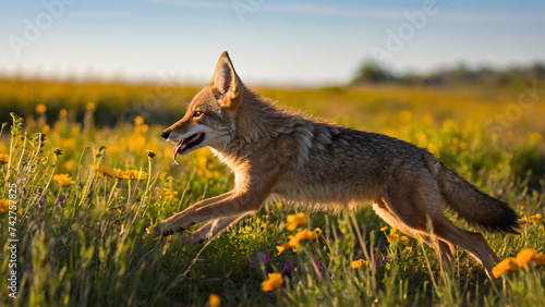 Kojot w naturalnym środowisku. Generative AI. #742757825