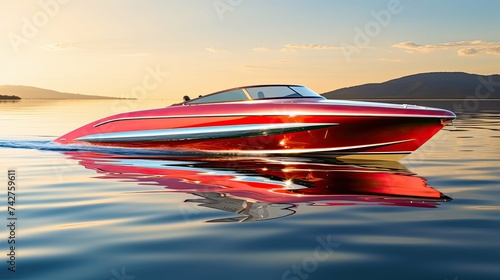 thrill speedboat on lake