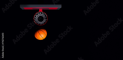 Basketball hoop on black background. 3D illustration