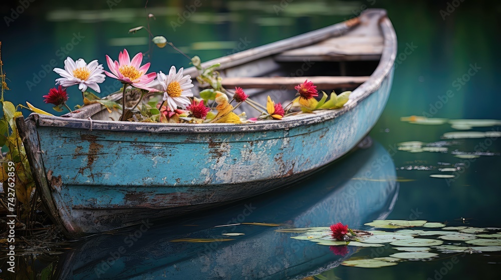 Fototapeta premium nature boat flowers