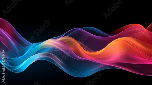 Music wave. Sound waves equalizer in futuristic colors. Frequency audio waveform on black background