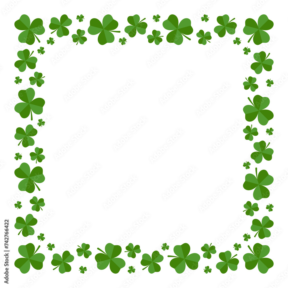 Square frame of shamrocks. Vector illustration Square frame of shamrocks. Vector illustration