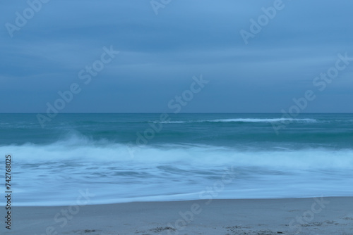 Waves on the sea in cloudy weather