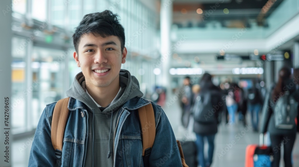photo portrait front of a student in airport photo portrait front of a student in airport