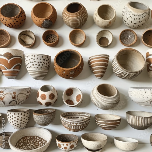 Artisanal pottery patterns earthy tones and textures for home decor photo