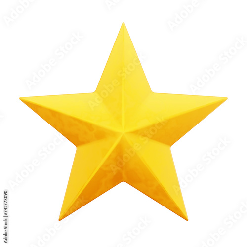 3d star icon gold color cute smooth shape realistic illustration render