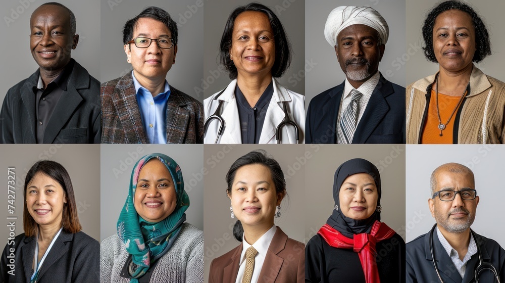 zoomed out photogrid of diverse community portraits of healthcare workers, program managers for website zoomed out photogrid of diverse community portraits of healthcare workers, program managers for website