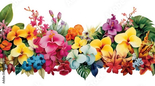 colorful tropical flowers border