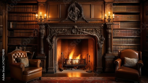 reading fireplace library © PikePicture