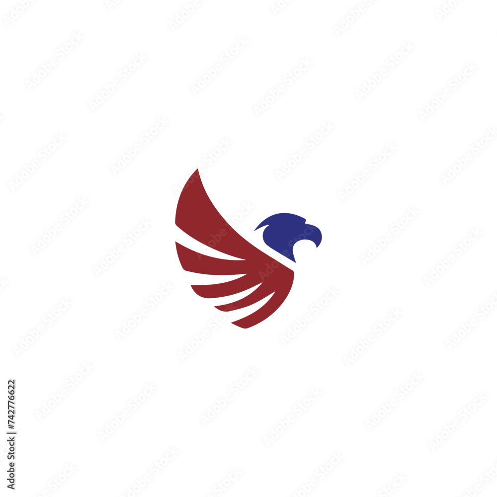 Obraz premium Eagle Wing Logo Vector Simple flat design red and blue