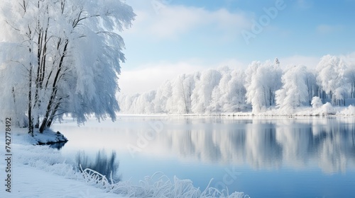 snow winter scene lake