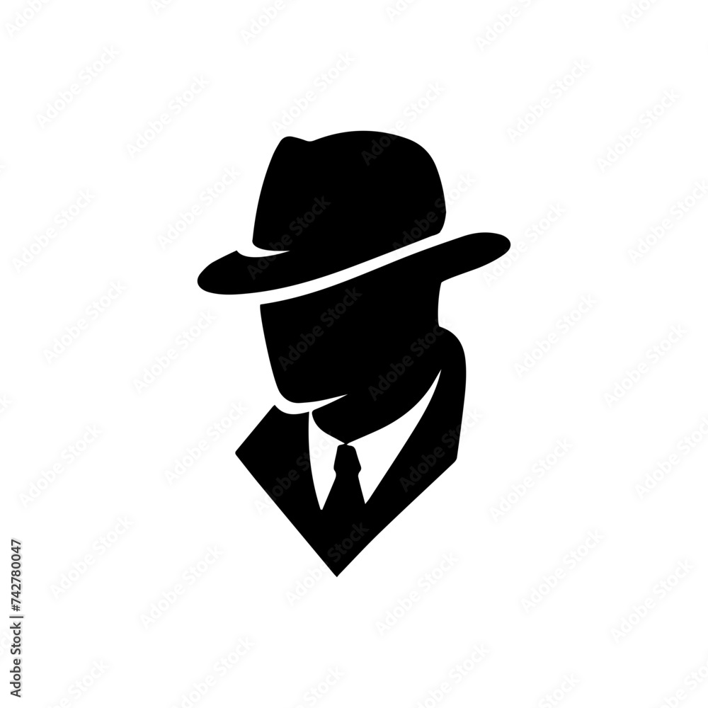 Detective Logo Vector black on white background