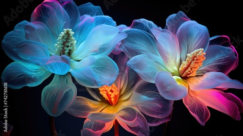 vibrant neon flowers photo