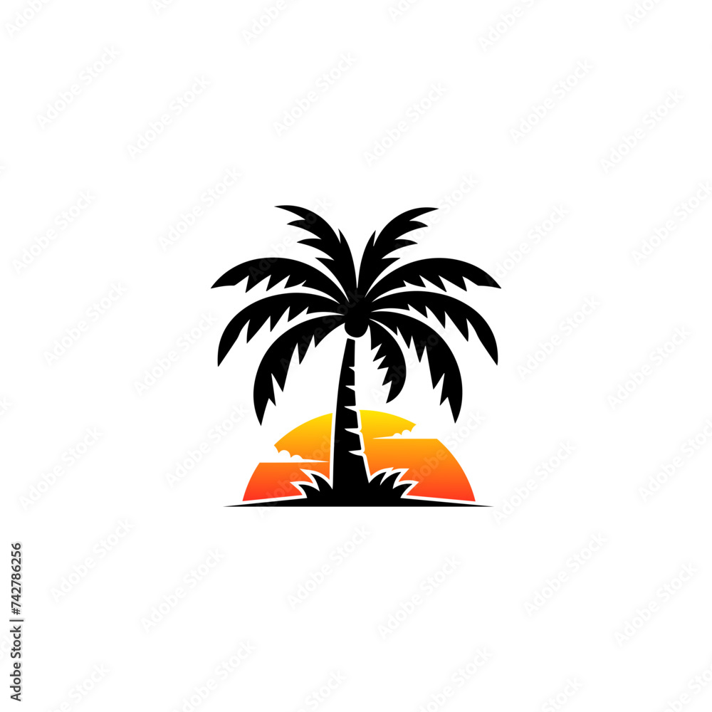 Palm Tree Logo Vector On white background