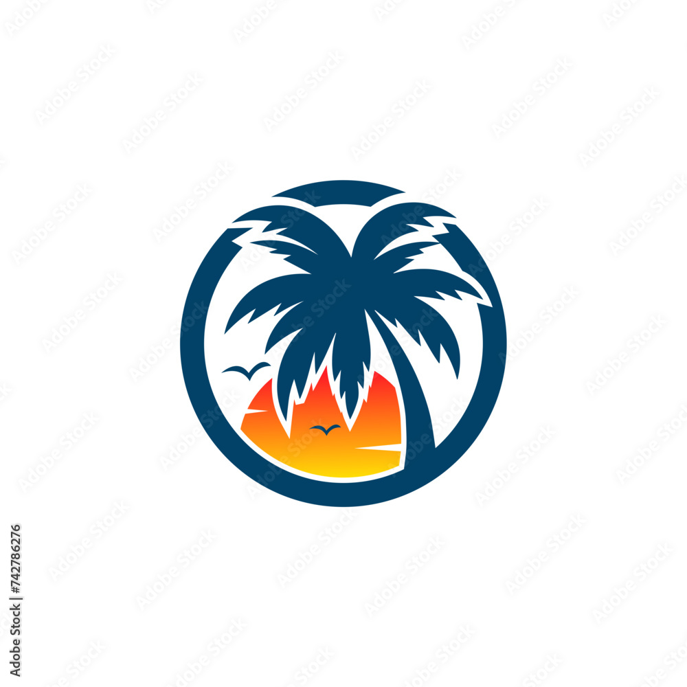 Palm Tree Logo Vector On white background