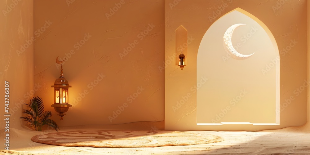Modern 3D greeting card Islamic holiday banner suitable for Ramadan ...