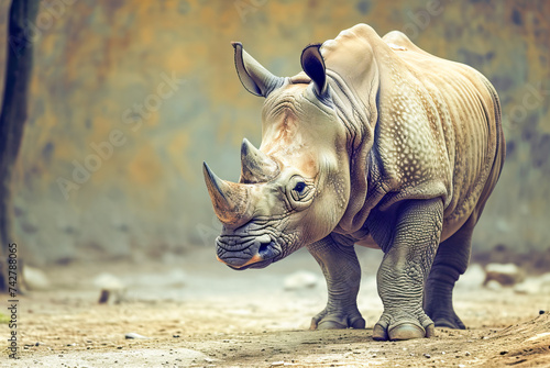 Black rhinoceros Diceros bicornis standing still, World Wildlife Day, March photo