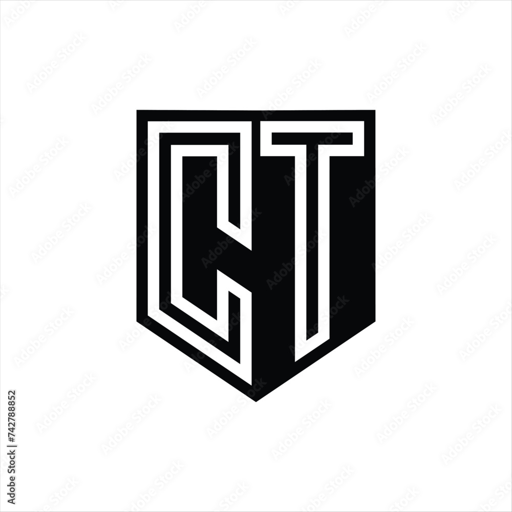 CT Letter Logo monogram shield geometric line inside shield design template CT Letter Logo monogram shield geometric line inside shield design template