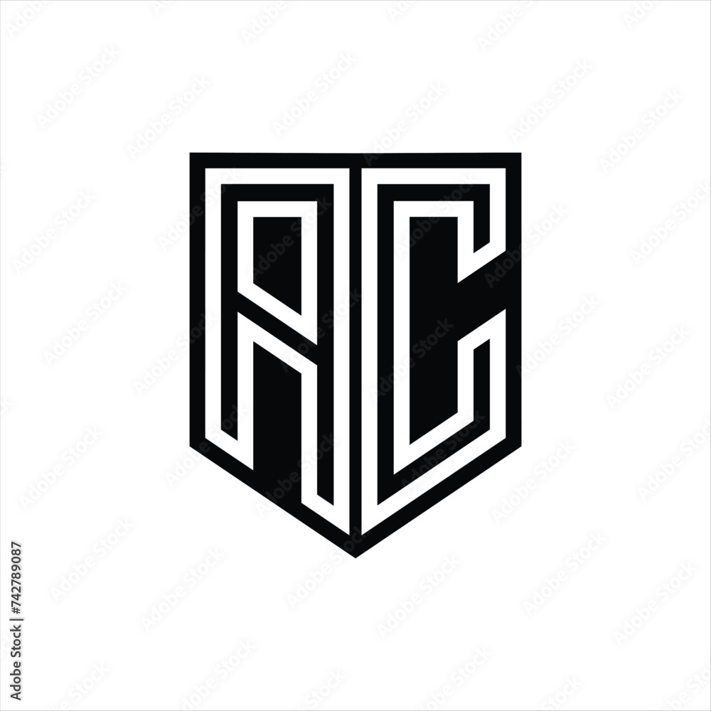 AC Letter Logo monogram shield geometric line inside shield design template AC Letter Logo monogram shield geometric line inside shield design template