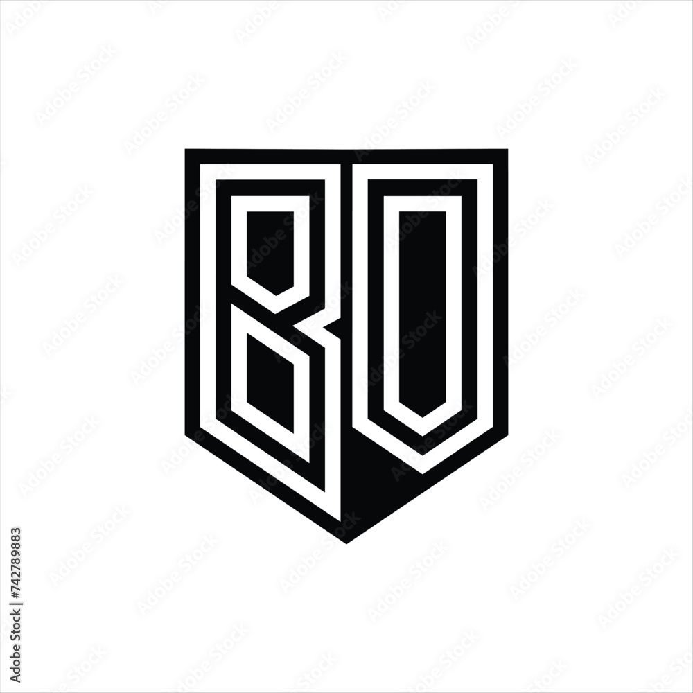 BO Letter Logo monogram shield geometric line inside shield design template BO Letter Logo monogram shield geometric line inside shield design template