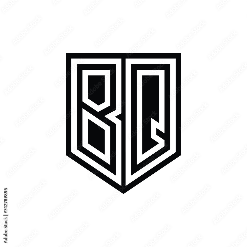 BQ Letter Logo monogram shield geometric line inside shield design template BQ Letter Logo monogram shield geometric line inside shield design template