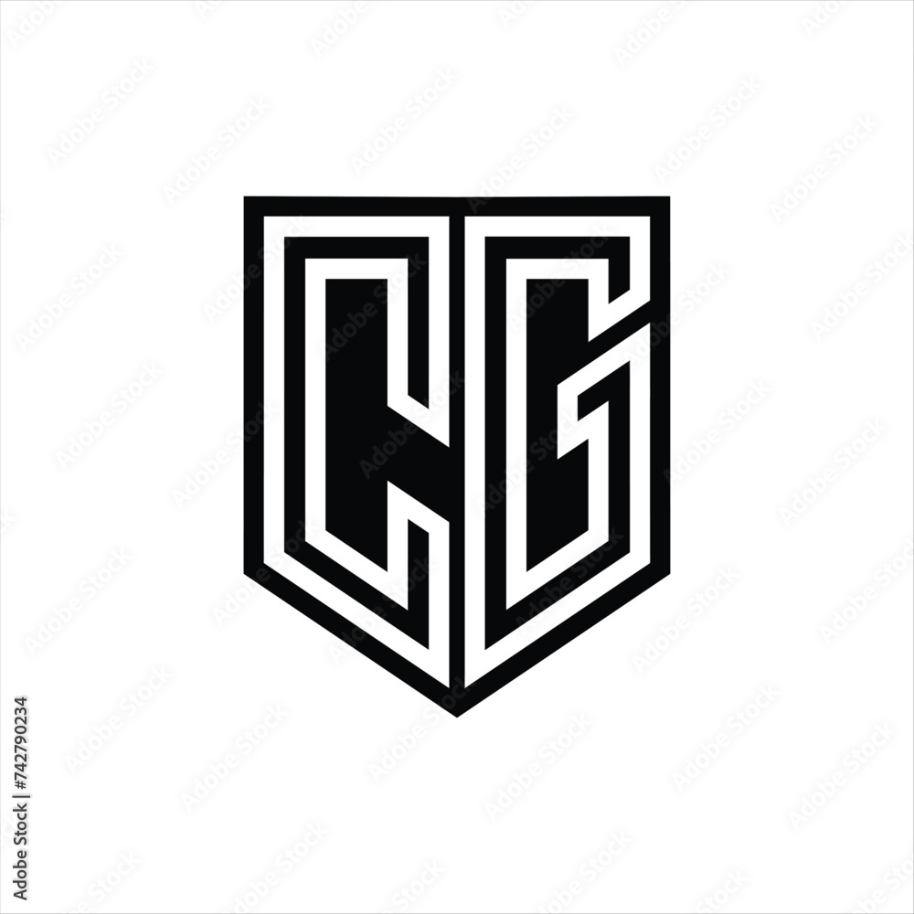 CG Letter Logo monogram shield geometric line inside shield design template CG Letter Logo monogram shield geometric line inside shield design template