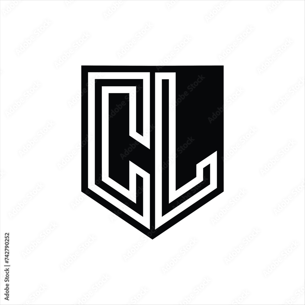 CL Letter Logo monogram shield geometric line inside shield design template CL Letter Logo monogram shield geometric line inside shield design template