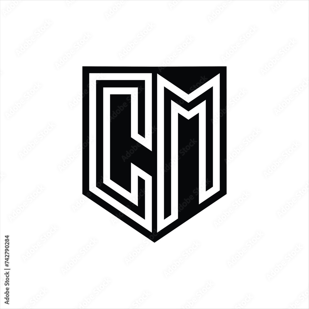 CM Letter Logo monogram shield geometric line inside shield design template CM Letter Logo monogram shield geometric line inside shield design template