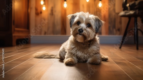 canine dog on hardwood floor photo