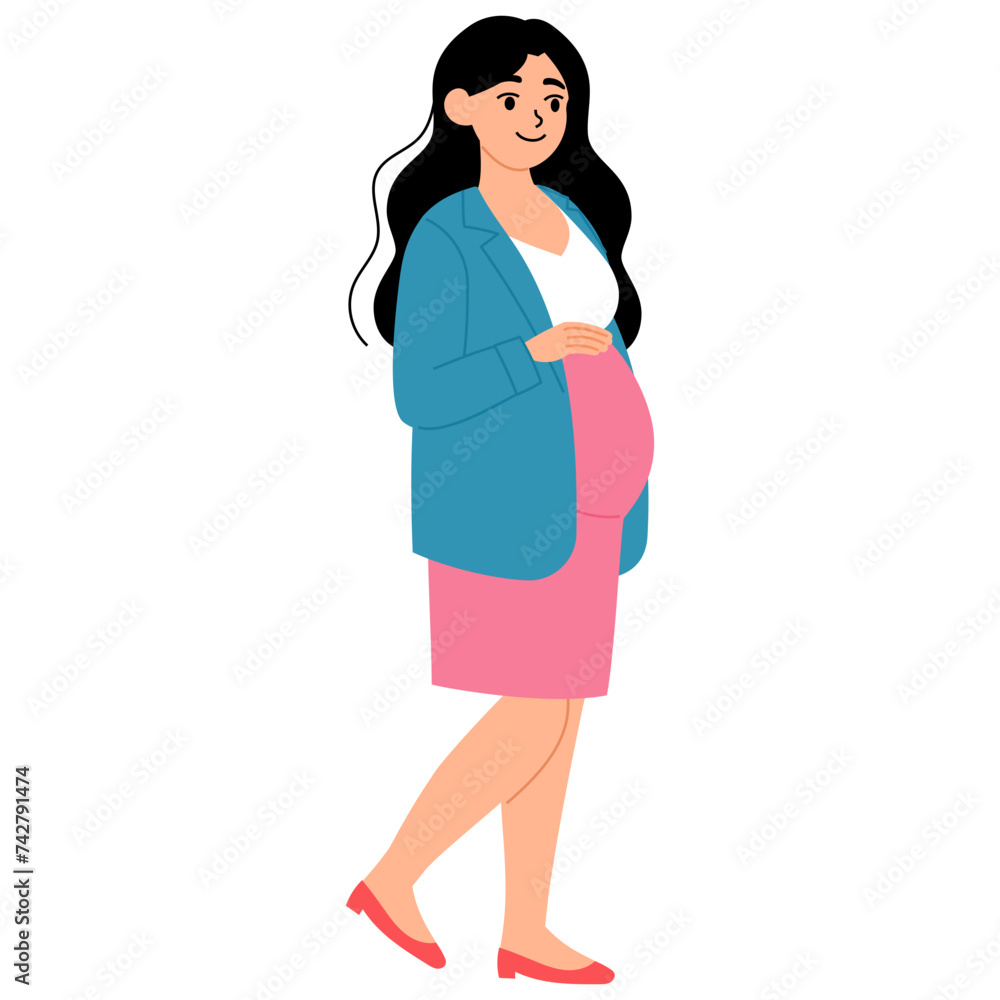 happy pregnancy working mom wearing blazer illustration happy pregnancy working mom wearing blazer illustration