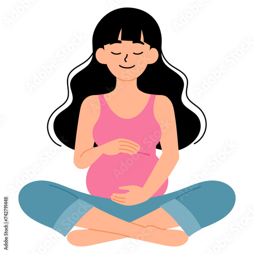 happy mother pregnancy sitting illustration